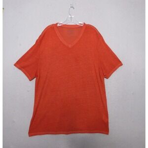 Lucky Brand Venice Burnout Shirt Men XXL Orange Short Sleeve V Neck Guatemala